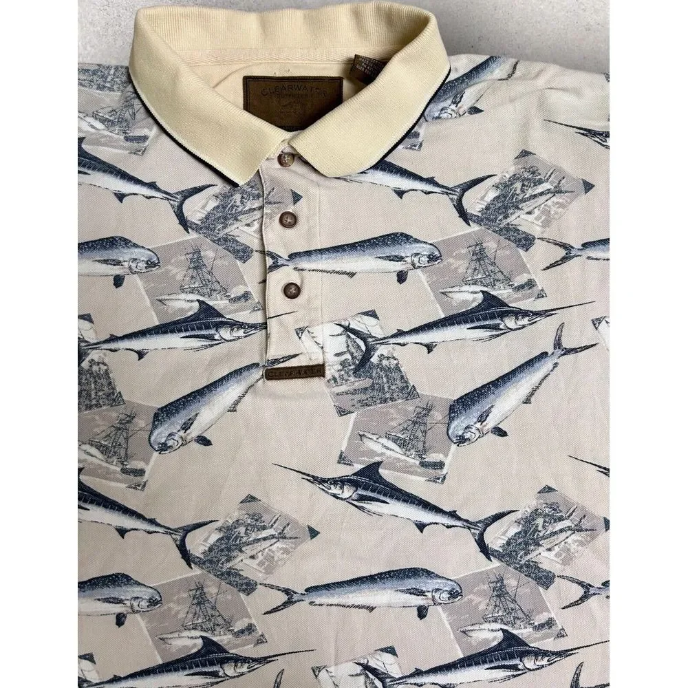 Clearwater Outfitters Shirt Mens Size 2XL XXL Swordfish Fishing‎ All Over Print